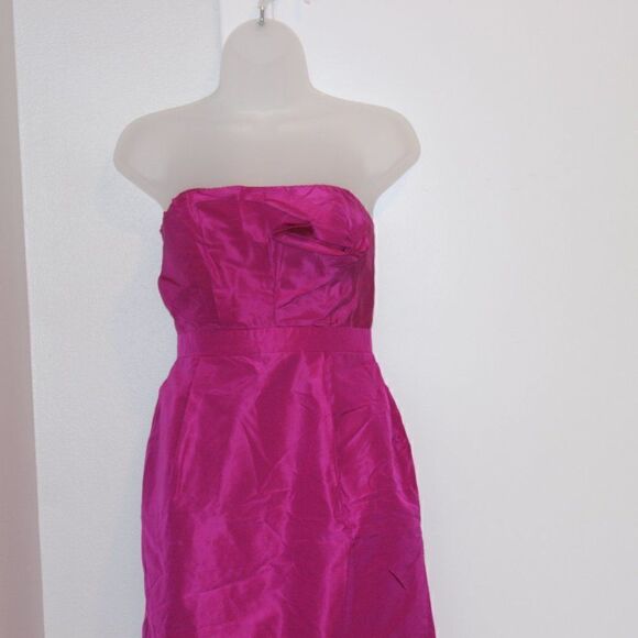 J. Crew Fuchsia Strapless 100% Silk Dress Mini Dress Women Size 4 - Picture 3 of 9